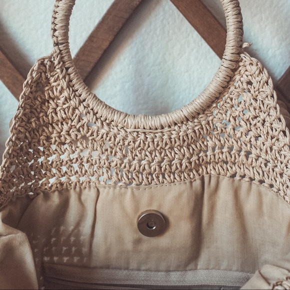 Vintage Raffia bag with one zipper pouch - Picture 4 of 6